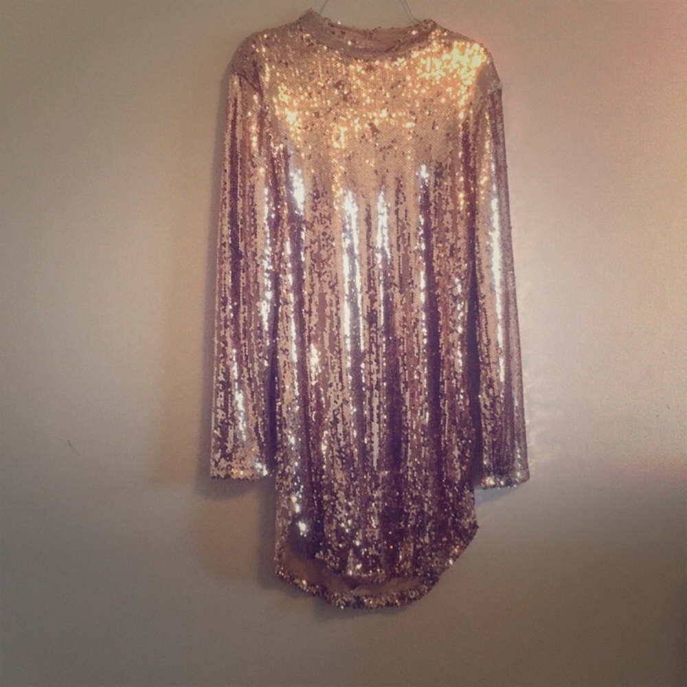 Gold Sequin Mini Dress